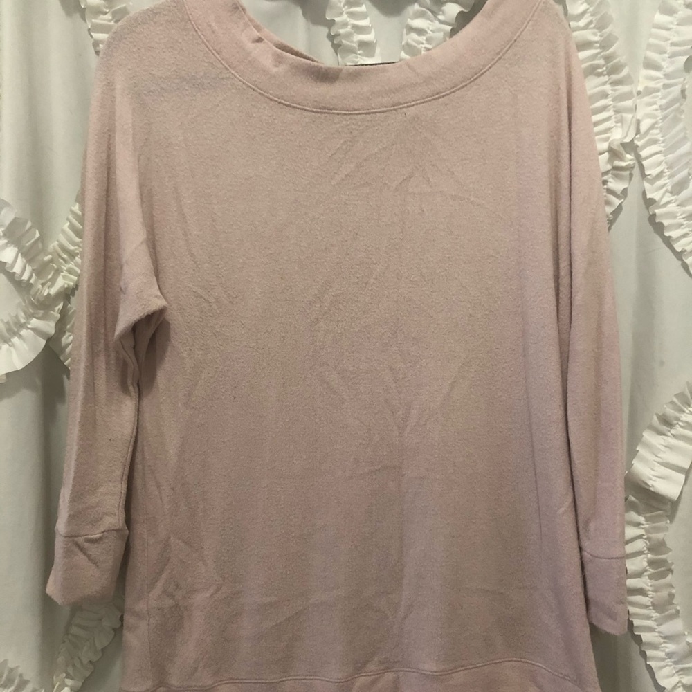 Long blush pink sweater - wide collar